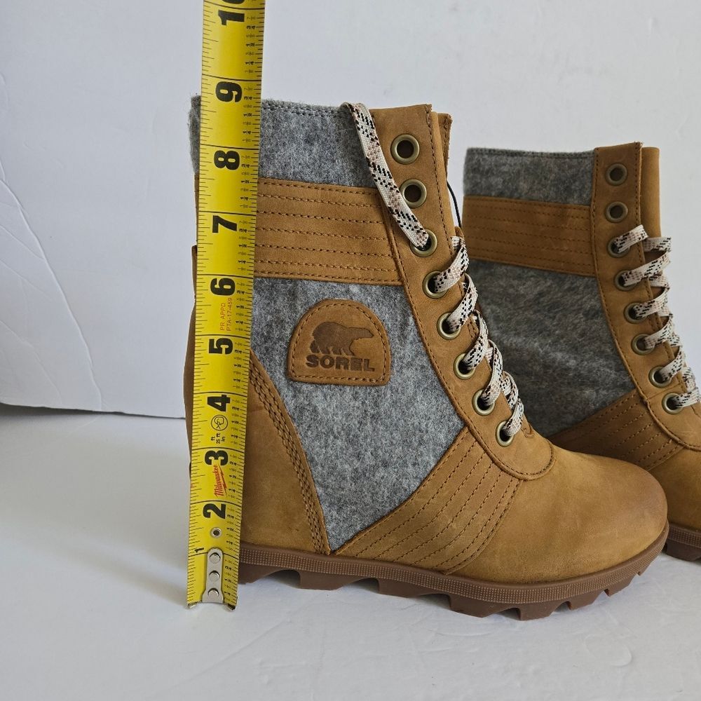 Sorel Lexie Wedge Felt Leather Lace Up Boots Size 9 - Picture 13 of 13